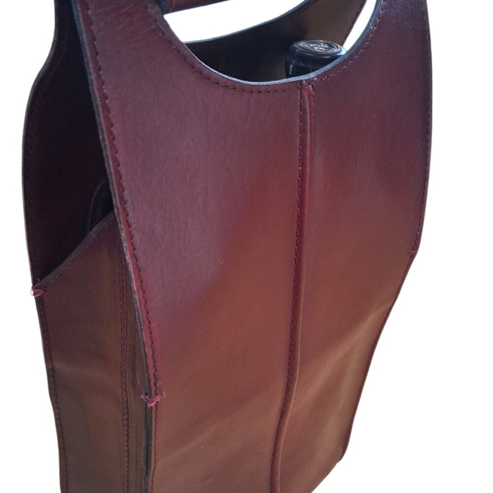 OXBlood Leather Double Wine Bottle Carrier. - Picture 2 of 6